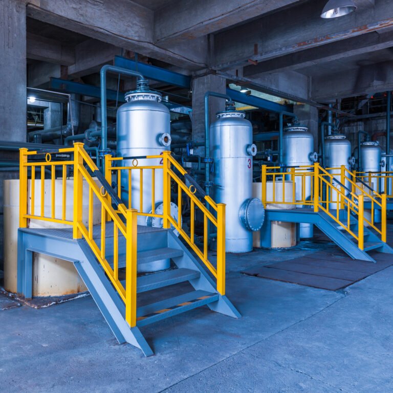 steel pipelines and cables in a plant